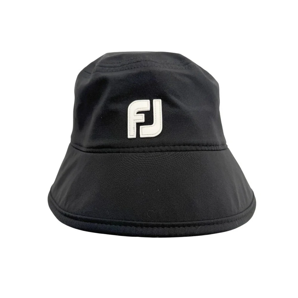 FootJoy Mens Black Waterproof Adjustable DryJoys Tour Golf Bucket Rain Hat S/M